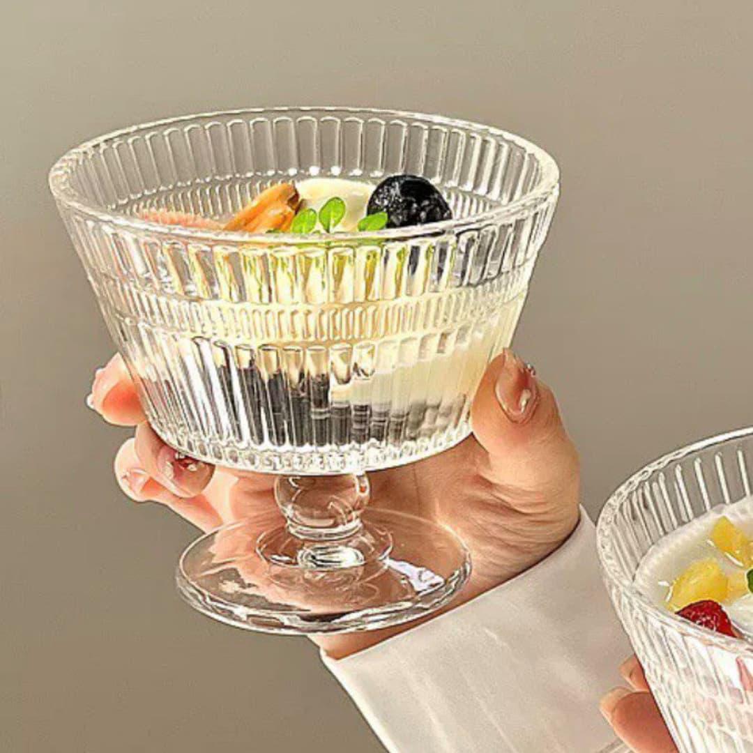 طقم مطايب حلويات زجاج مقلم بجلاس *6 حبات FS-9003-4