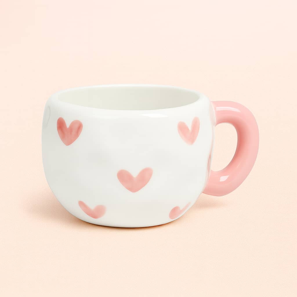 كوب سيراميك كبير قلوب وردي AZ-3515