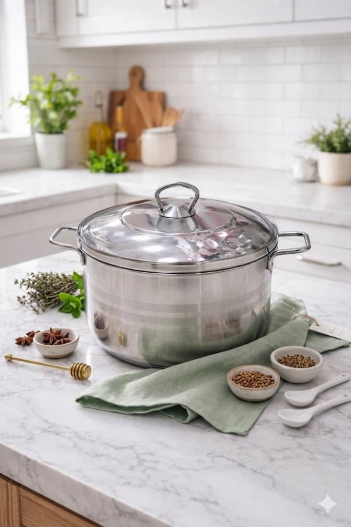 قدر ستيل بغطاء ستيل ويدين KARKMOS Astra