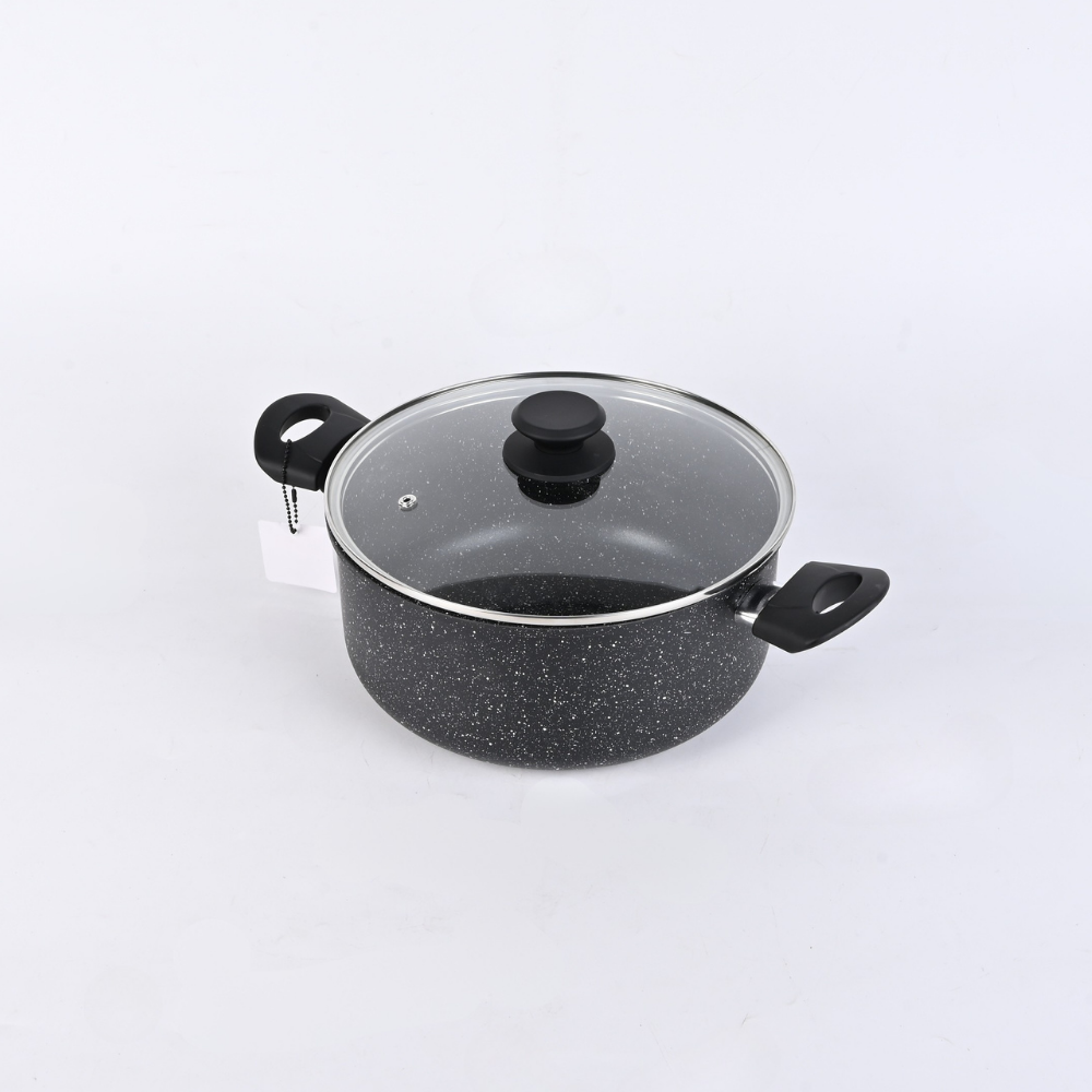 قدر اسود بيدين وغطاء زجاج بارولي