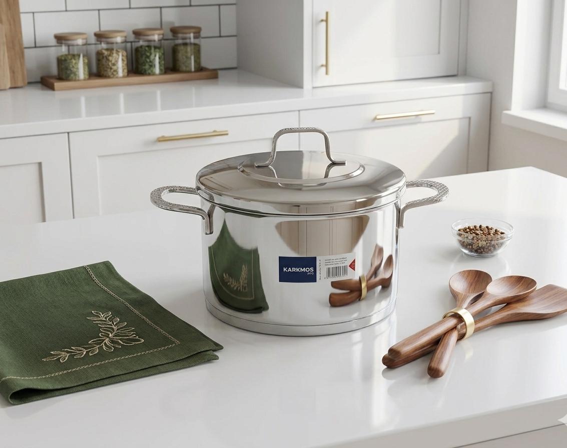 قدر ستيل بغطاء ستيل يدين مطرق KARKMOS Astra A-1522