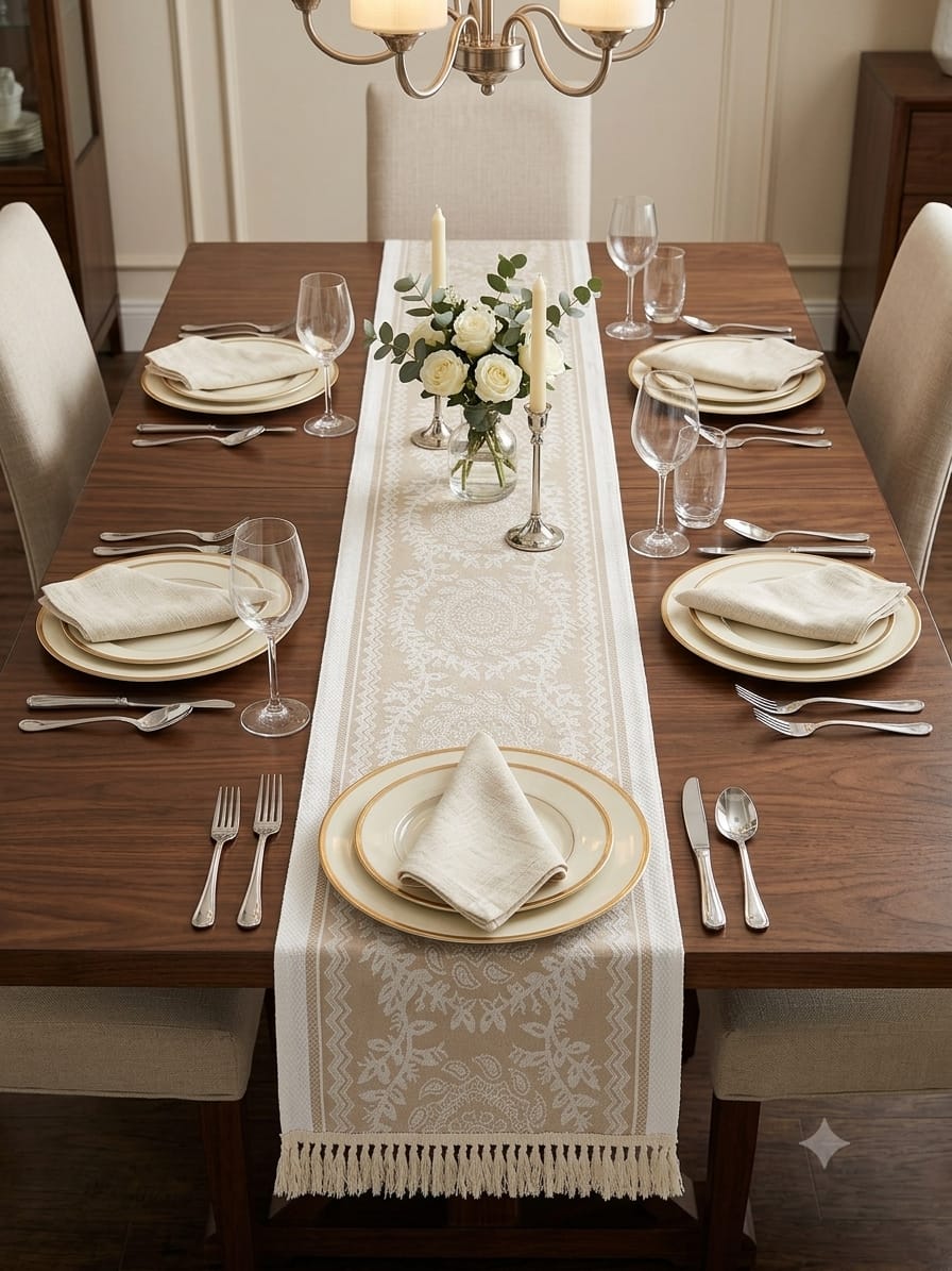 مفرشة طاولة مستطيل 35*180سم iik JH-628-24