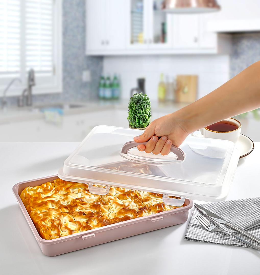 حافظة كيك بلاستيك مستطيل بي هوم BEE-6119-903